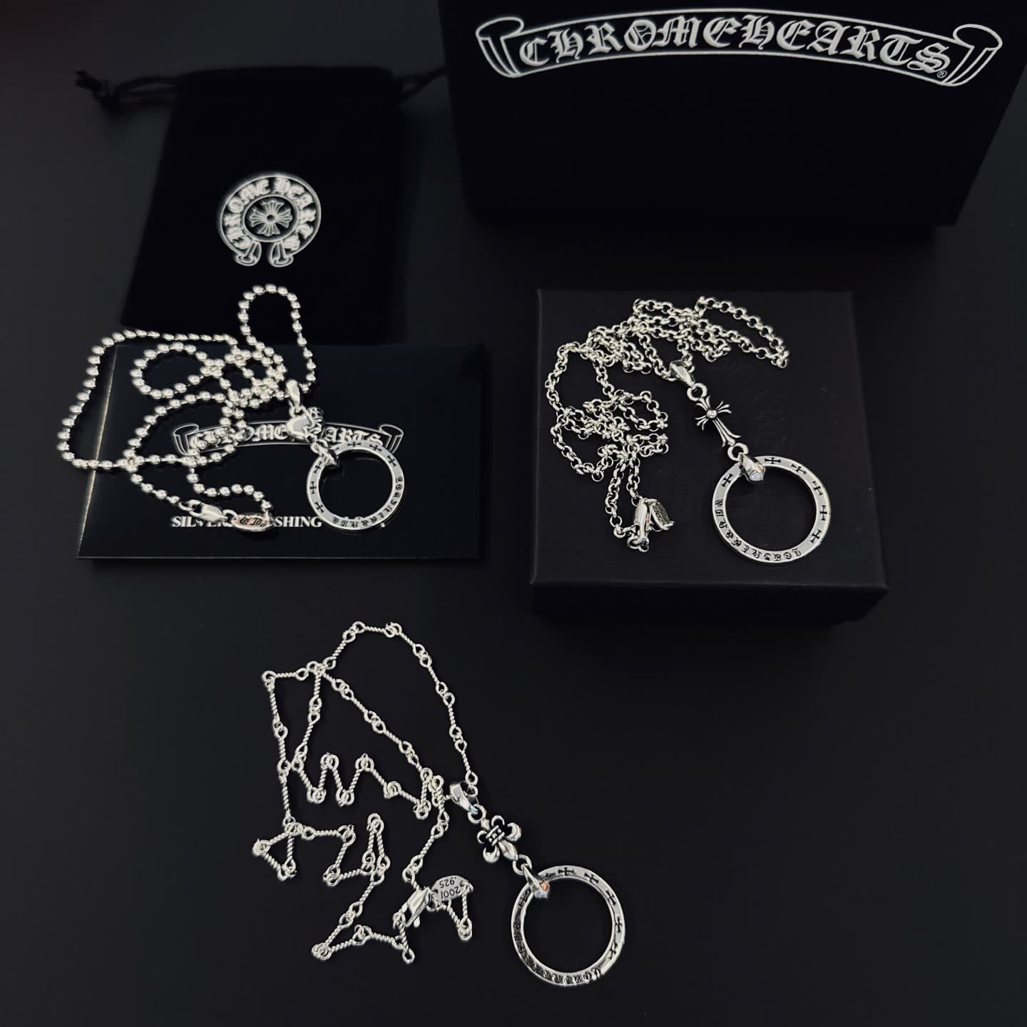 Chrome Hearts Silver Beaded Necklace